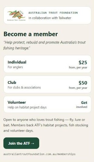 Become an ATF member: individual from $25, club from $50, volunteer
